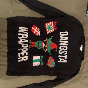 Black Holiday Sweater with Festive Design